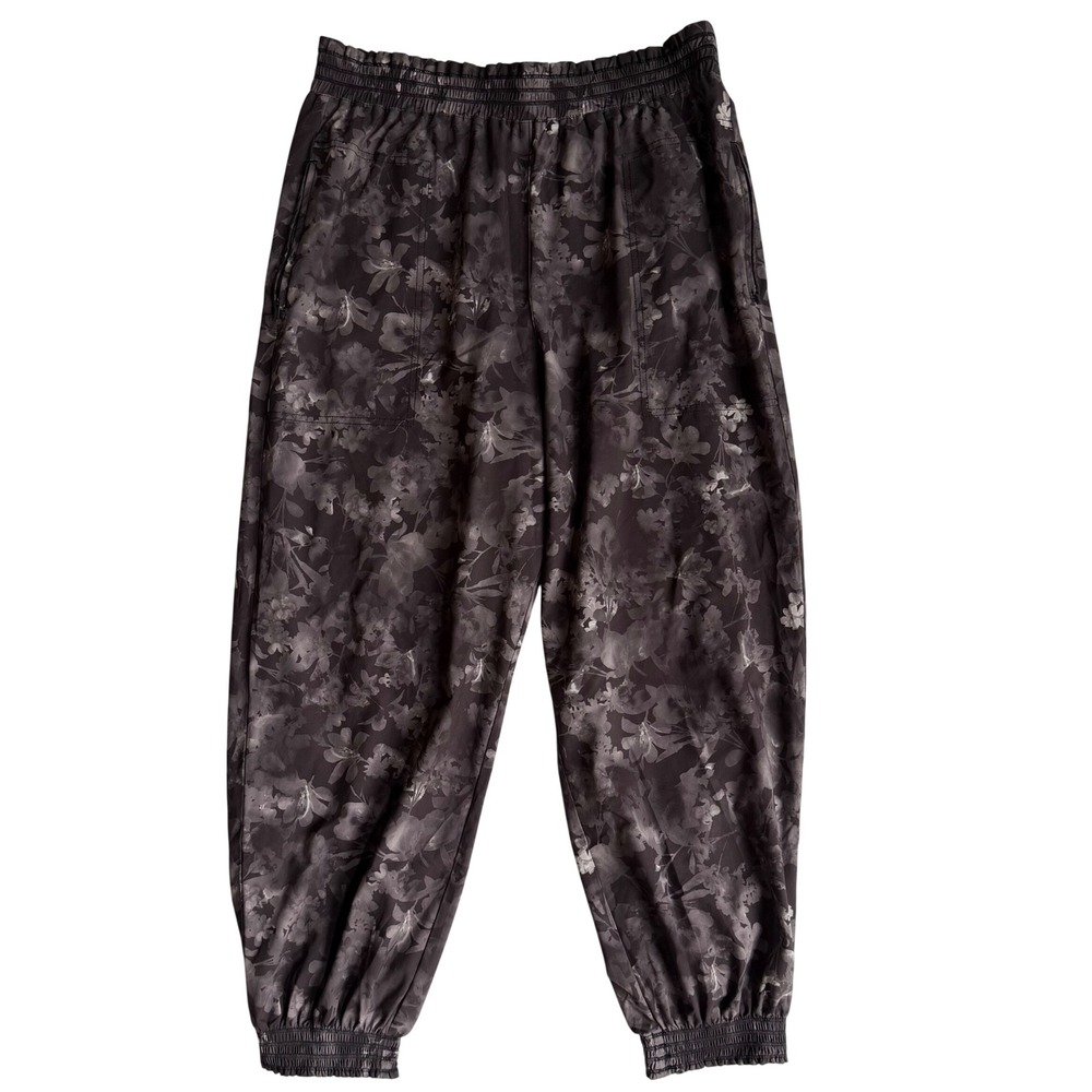 Athleta Savannah Jogger Women 14 Grey Floral Print Active Athleisure Pants